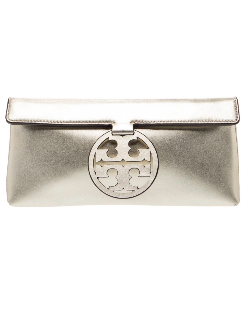 Tory Burch Gold Leather Miller Clutch NWT